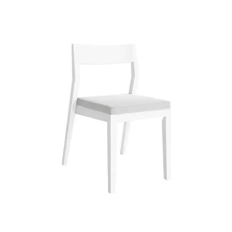 Plank+Beam Set of 2 Modern Dining Chairs, Cushioned Seat Kitchen Chair, Upholstered Solid Wood Chair for OfficeandLivingRoom, White/Cream