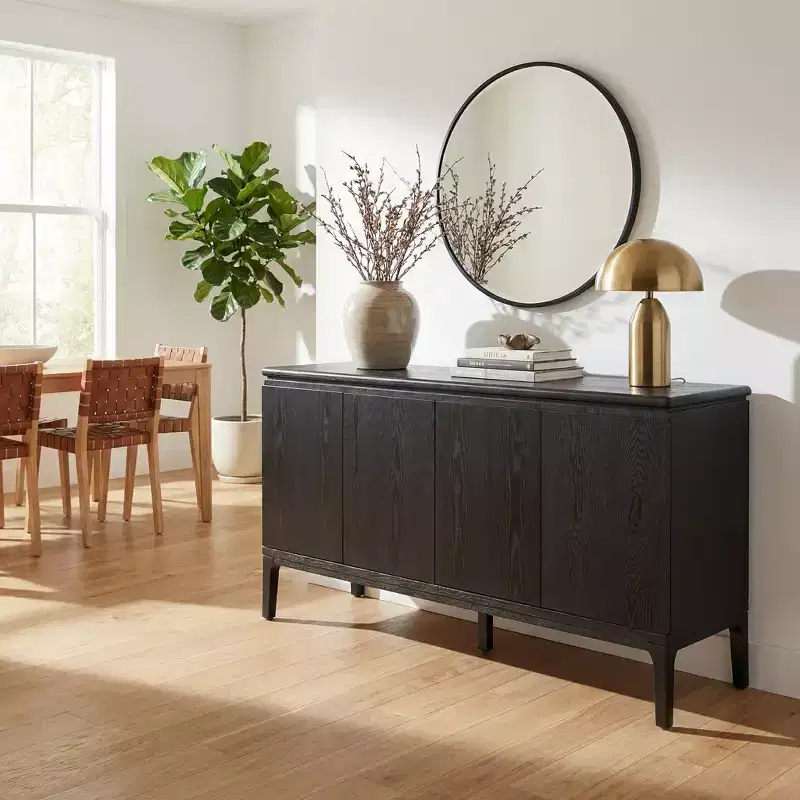 Andy 59'' Modern 4-Door Sideboard with Rubberwood Legs