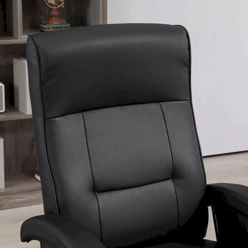 HOMCOM PU Recliner with Footrest, Lounge Chair with 135 Adjustable Backrest, Swivel Wood Base