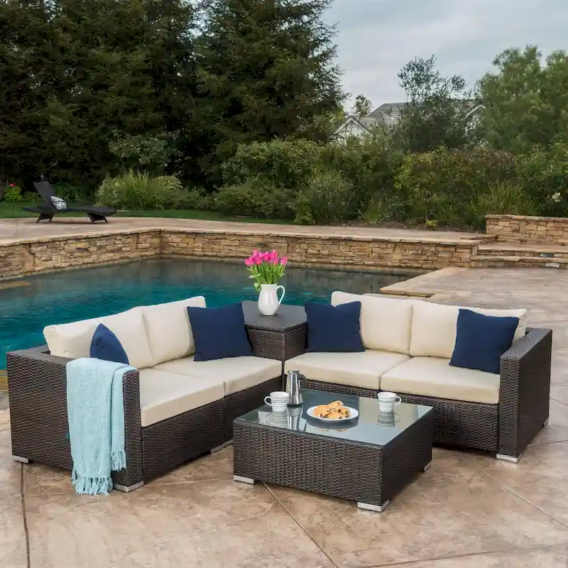 Santa Rosa Outdoor 6-piece Wicker Sectional Sofa by Christopher Knight Home