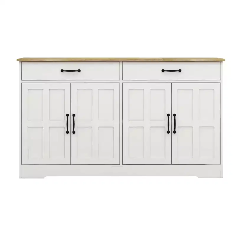 sumyeg 55.91 Farmhouse Sideboard Buffet Cabinet with 2 Drawers and 4 Doors for Dining Storage