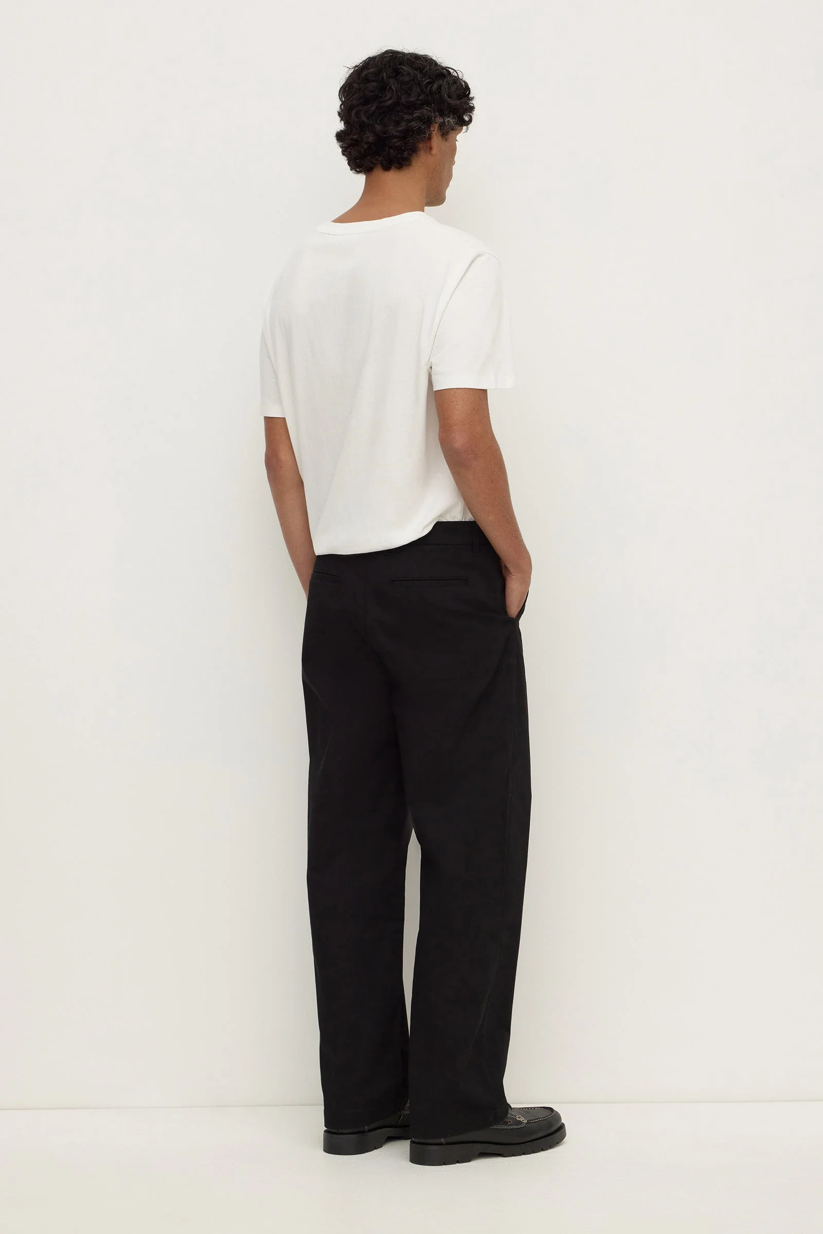 True Black Pleated Cotton Chino