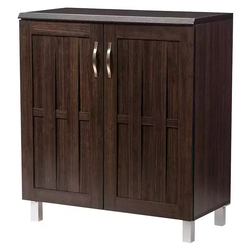 Excel Modern and Contemporary Sideboard Storage Cabinet - Dark Brown: Fixed Shelves, Wood Composite, Kitchen Cabinetry