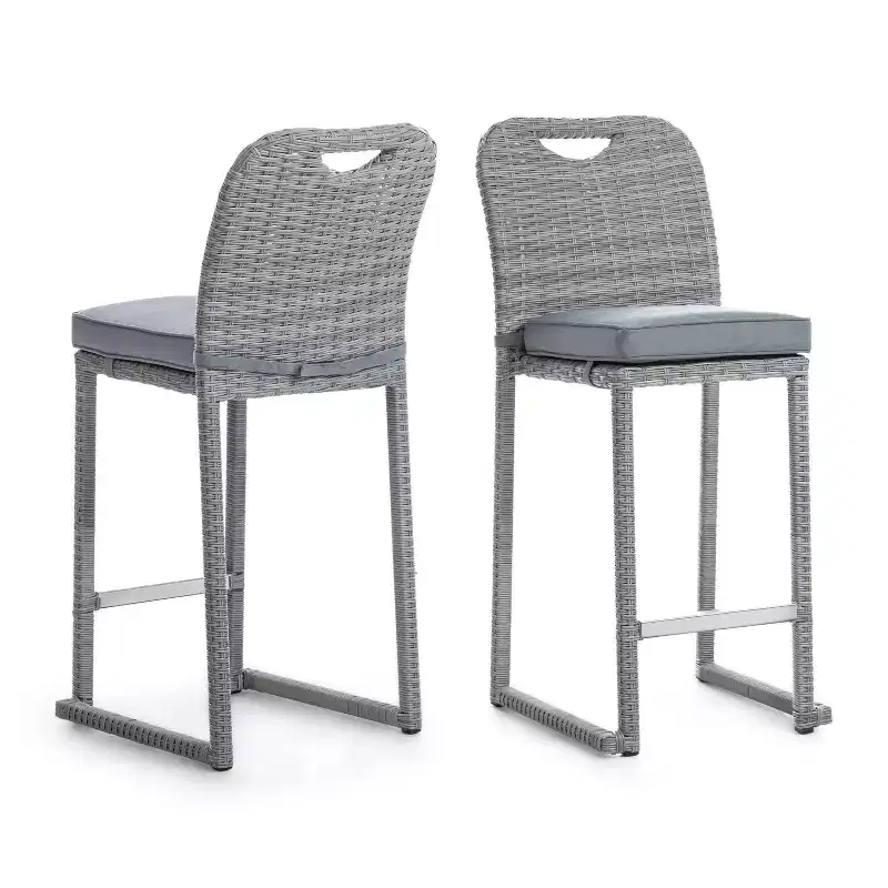 Greemotion 6pc Cyprus Outdoor Bar Height Stackable Armless Patio Chairs Gray: UV-Resistant, All-Weather, Aluminum Frame