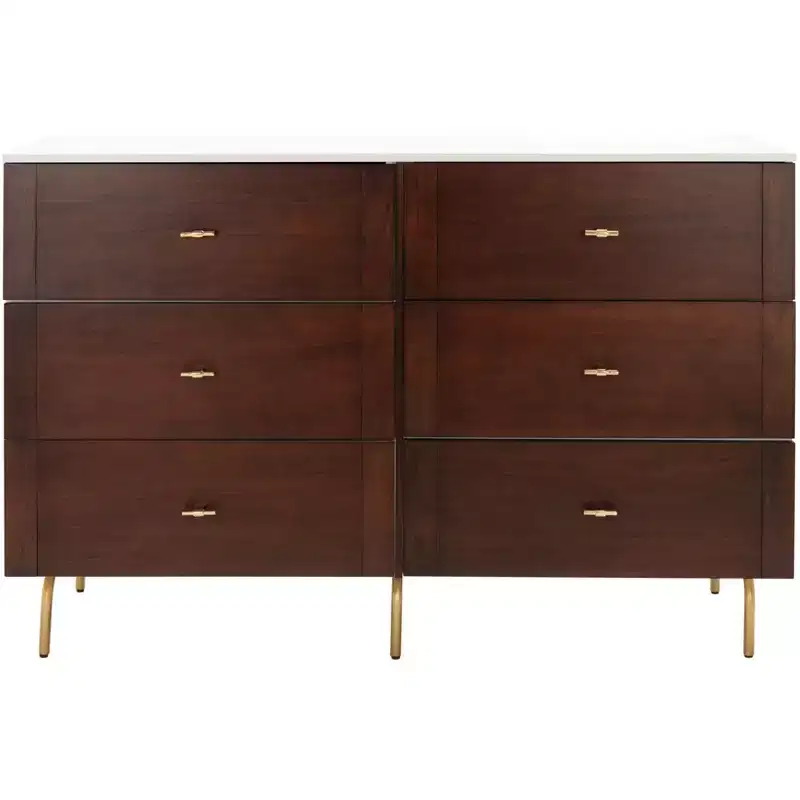 6-Drawer Dresser, Walnut/White Finish, Modern Bedroom Storage