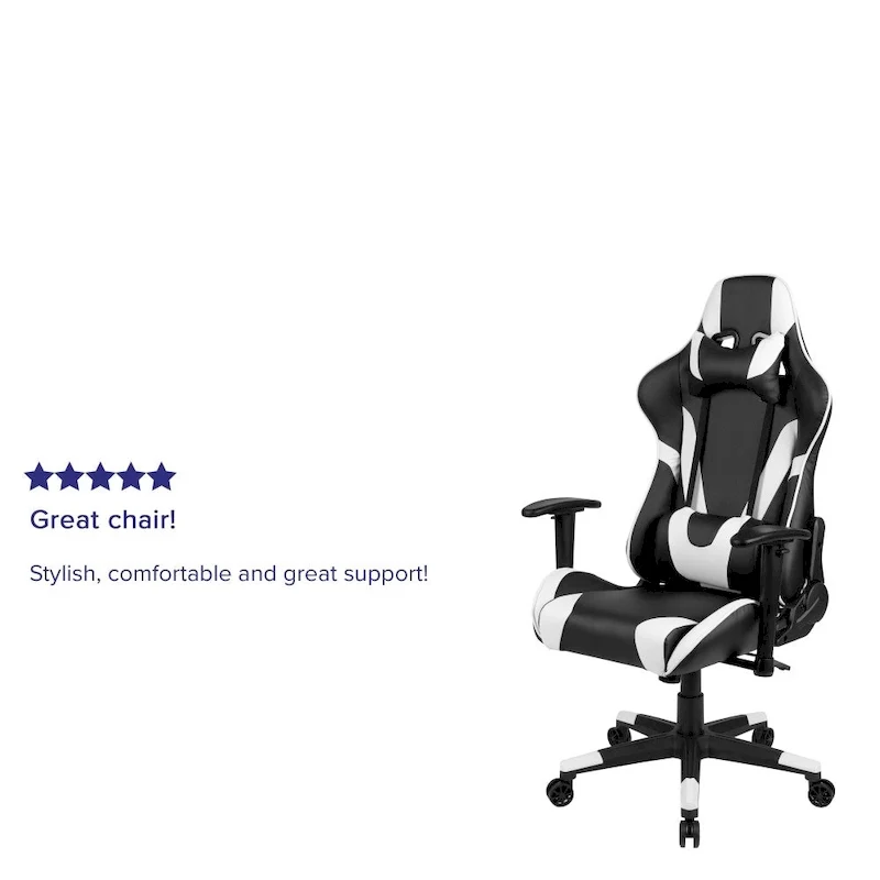 Racing Gaming Ergonomic Chair with Fully Reclining Back in Red LeatherSoft