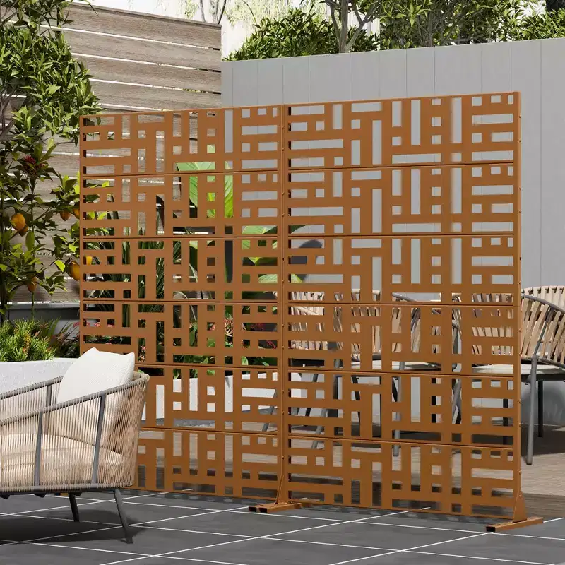 MAYEERTY Room Divider Screen Helen Street 01 Brown Galvanized Sheet 72x47x16in 6-Piece Set