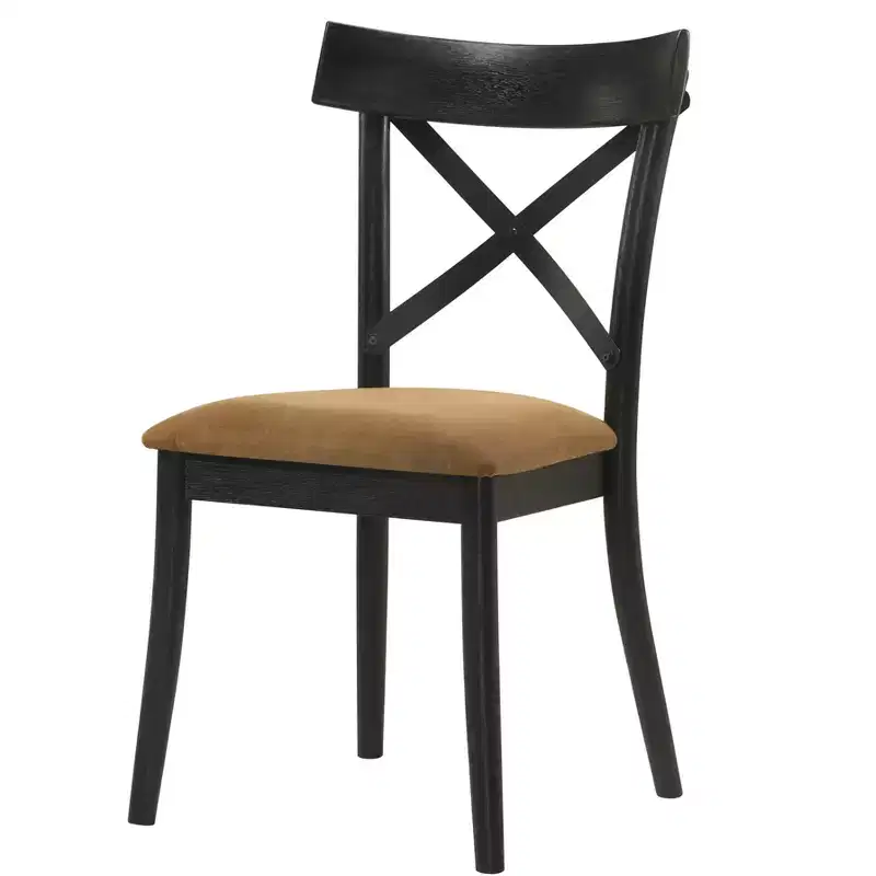 Faux Leather and Rubberwood Dining Chairs (Set of 2)