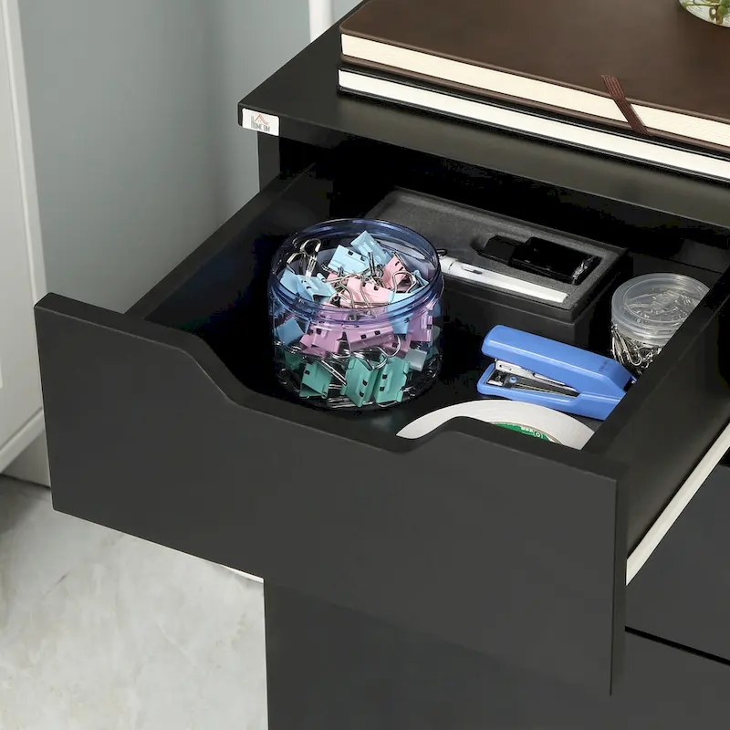 HOMCOM 3 Drawer Mobile File Cabinet, Rolling Printer Stand, Vertical Filing Cabinet