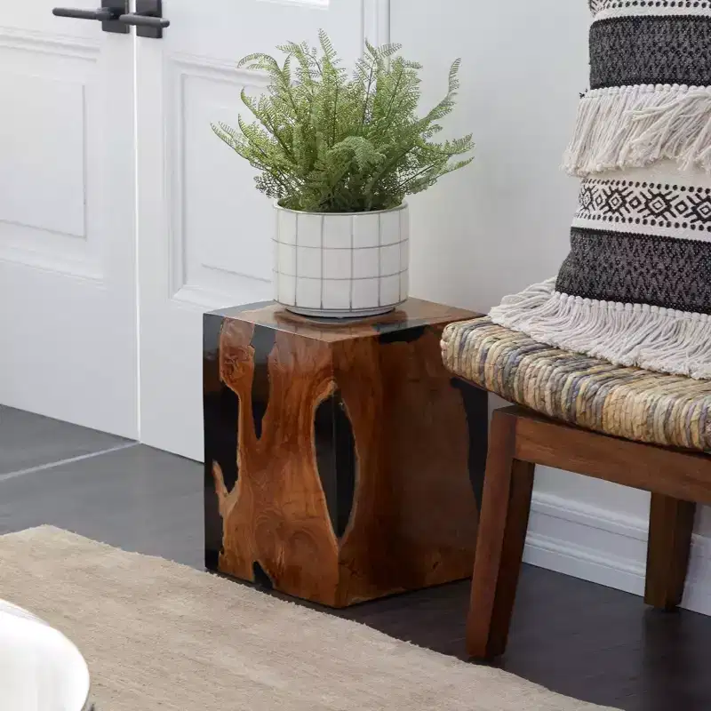 Coastal Teak Wood Accent Stool - Olivia & May