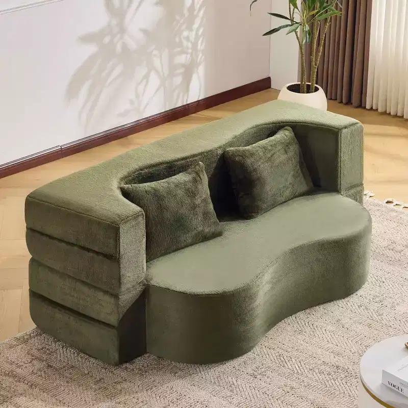 MAYEERTY Queen Size Foldable Sofa Bed, Plush Futon Couch High-Density Foam Convertible Sleeper Floor Couch for Living Room Guest Room Bedroom