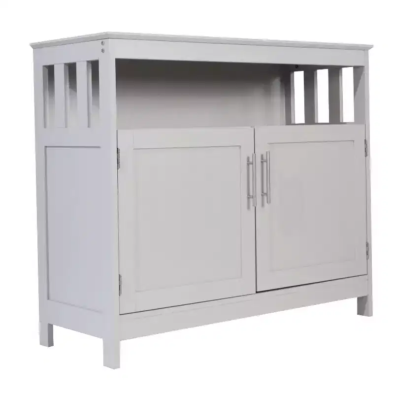 Classic Buffet and Sideboard with Double Door Storage Cabinet and Open Storage Shelf