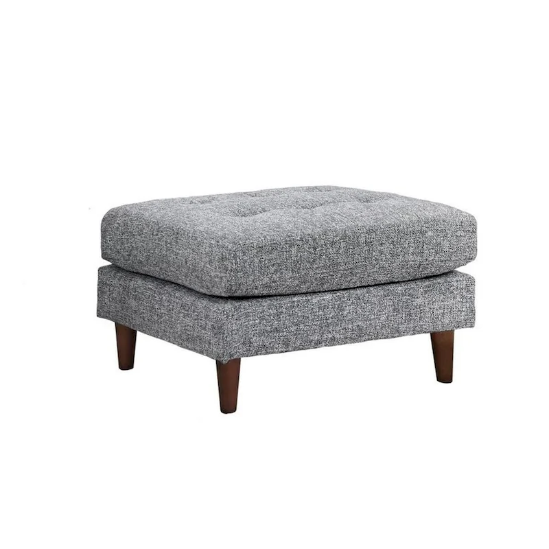Ryle 104 Inch Sectional Sofa with Chaise and Ottoman, 2 Pillows, Gray Woven