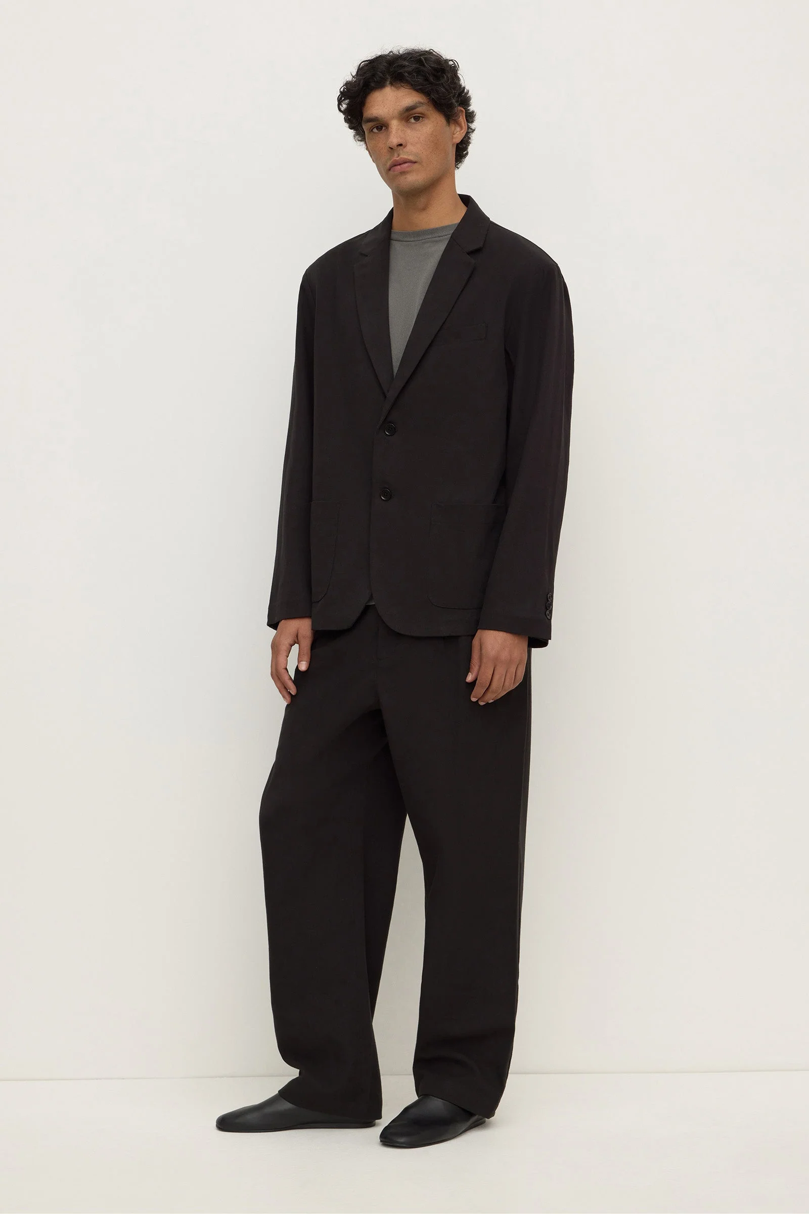 Unstructured Cotton Blend Blazer