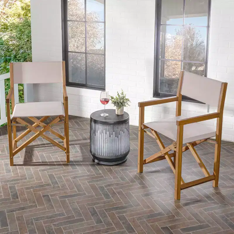 Cukor Classic Vintage Outdoor Acacia Wood Folding Director Chair with Canvas Seat (Set of 2) - JONATHAN Y