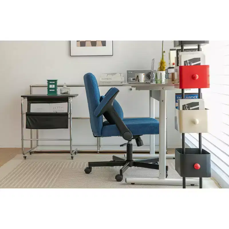 Modern Velvet Office Chair with Padded Back, Desk Chair with Adjustable Armrest and Back, Comfy Chair for Office, Study