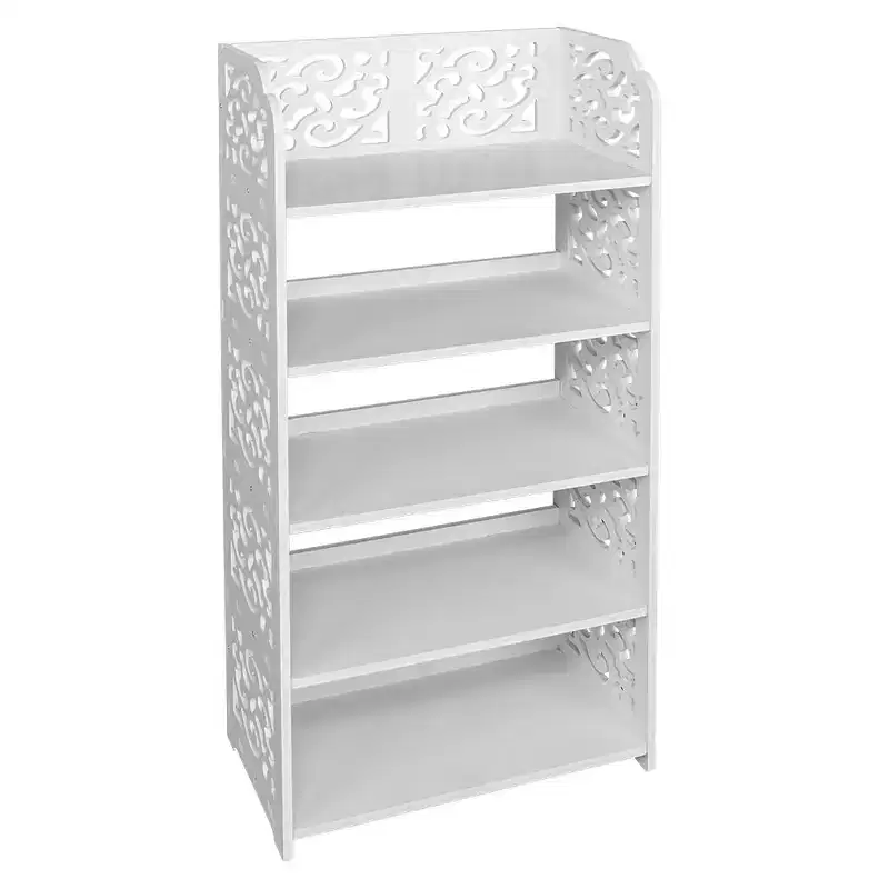 5-Tier White PVC (Polyvinyl Chloride) 16.54in. W Freestanding Shoe Racks