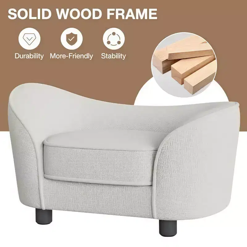 Pet Sofa Bed, Chenille Sofa with Washable Cushions, Suitable for Cats and Dogs, Gray