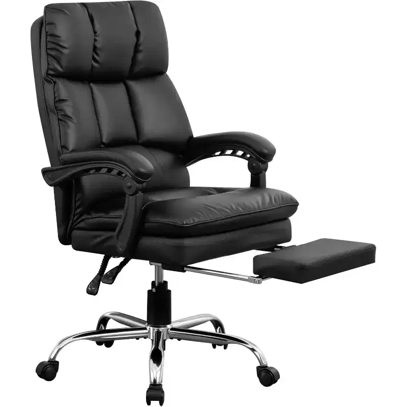 Office Desk Chair, PU Material, Adjustable headrest and Lumbar Support, Reversible armrests - for Home Office, Study or Workplace