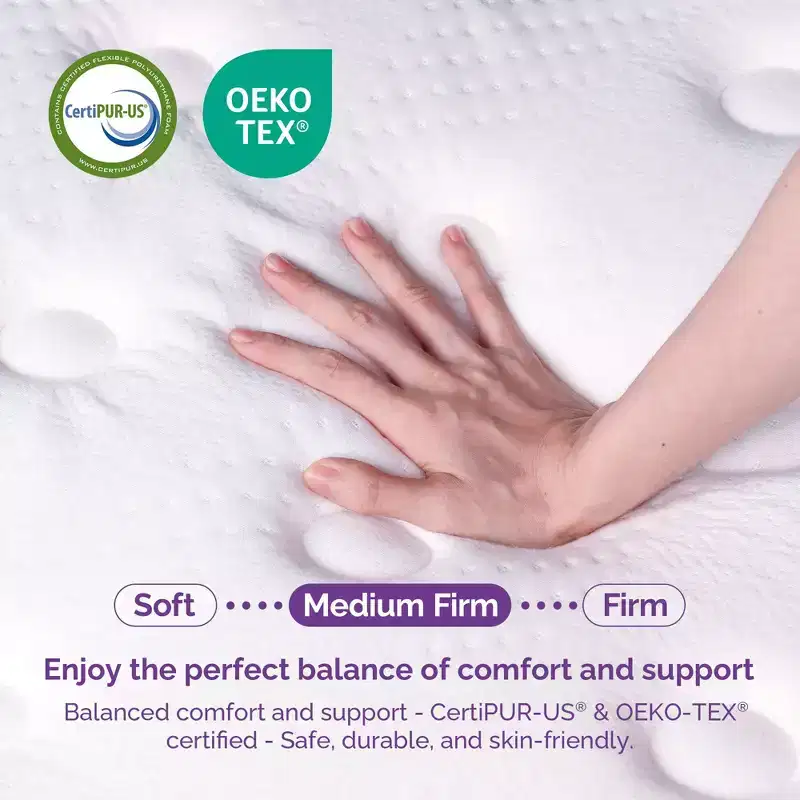 8 Pillow Top Memory Foam Spring Hybrid Mattress - Compatible with Platform Bed, Box Spring, or Slat Base