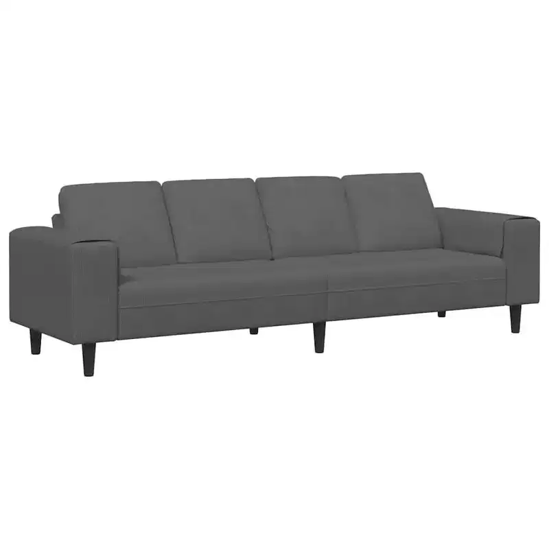 Fabric Sofa with Cushion Dark Grey Corduroy Fabric - Dark Gray without Ottoman