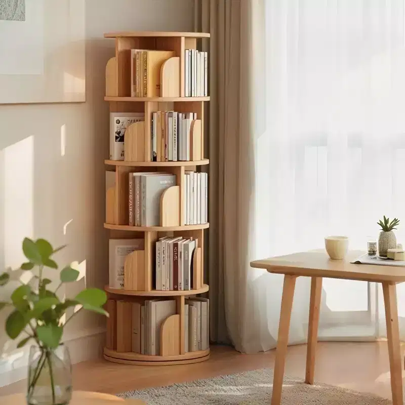 5 Tier 360 Rotating Bookshelf,Sturdy MDF Structure, Easy Access Open Shelving, Holds Books/Magazines/Decor, for Bedroom/Living Room/Home/Office