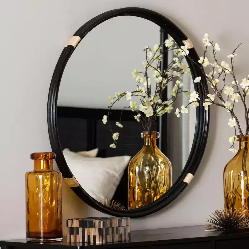 bali & pari Fenicia Round Rattan Wall Mirror