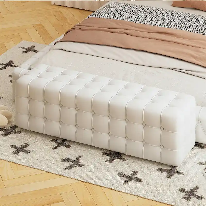 All Covered Velvet Upholstered Ottoman