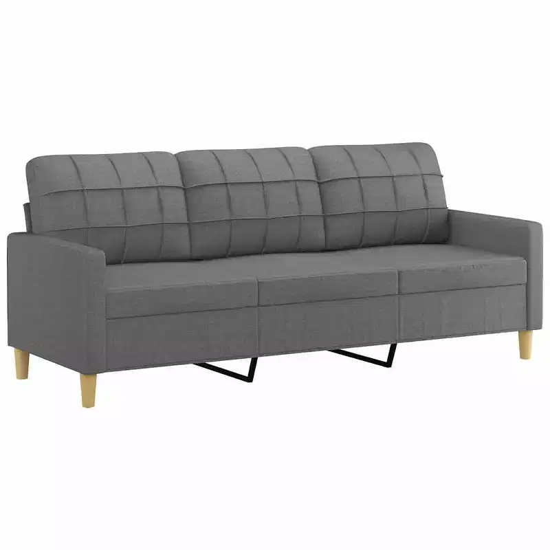3-Seater Sofa Dark Grey Fabric (100% polyester), metal, textilene