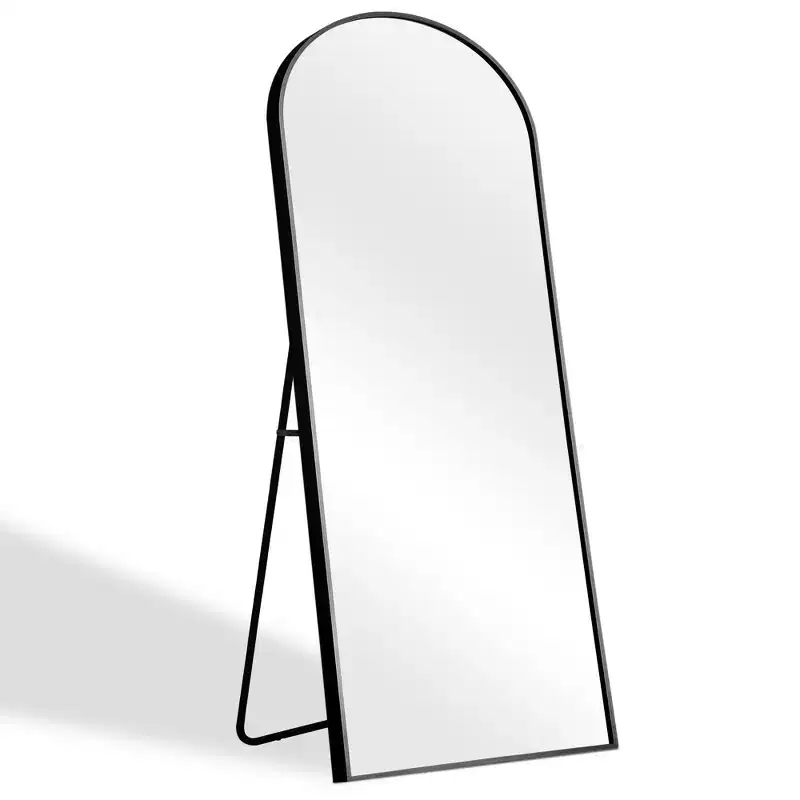 Alloy Thin-Frame Full-Length Mirror with Right-Angled Arch Design