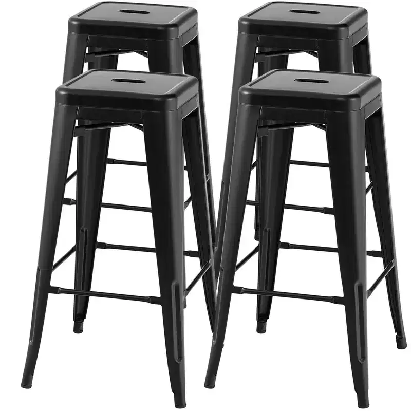 Costway 30 Set of 4 Stackable Backless Metal Bar Stools w/ Footrest for Kitchen