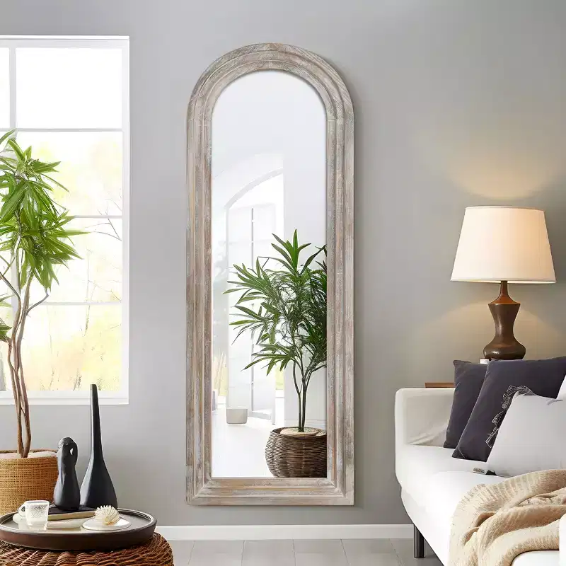 Wood Frame Arch Top Full Length Leaning Mirror - 71 x 31 in.