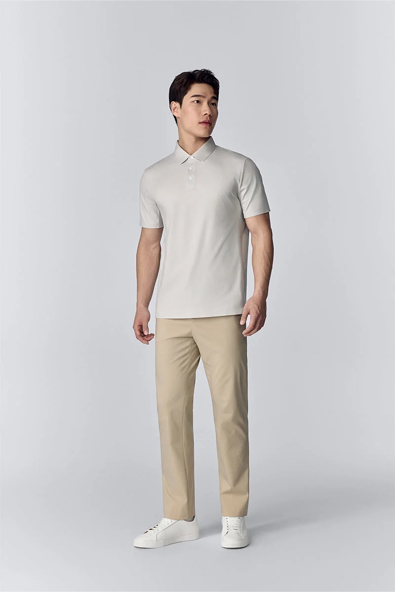 Waffle-Knit Buttonless Polo – Burgundy