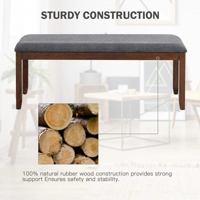 Upholstered Entryway Bench Footstool with Wood Legs - 47.5 x 15.5 x 19.5 (L x W x H)