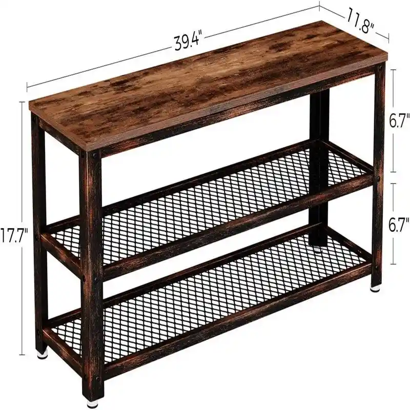 3-Tier Shoe Rack - 39.4D x 13.8W x 16.5H