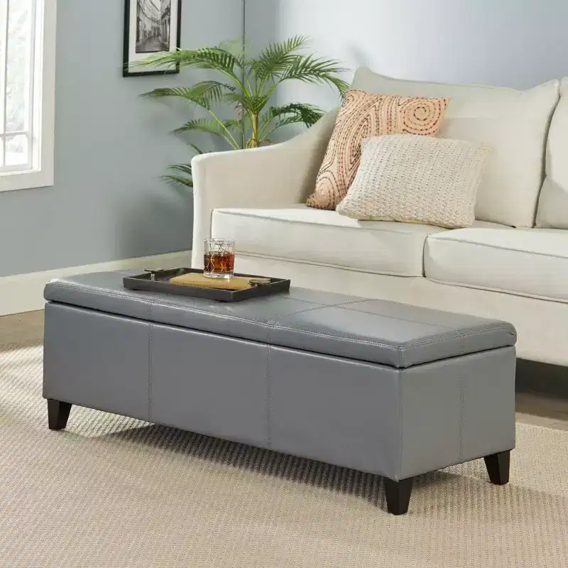 TUYOHW Storage Bench,51.25 End of Bed Ottoman Bench with Soft-Close Lid,Rectangle Ottoman for Living Room,Entryway
