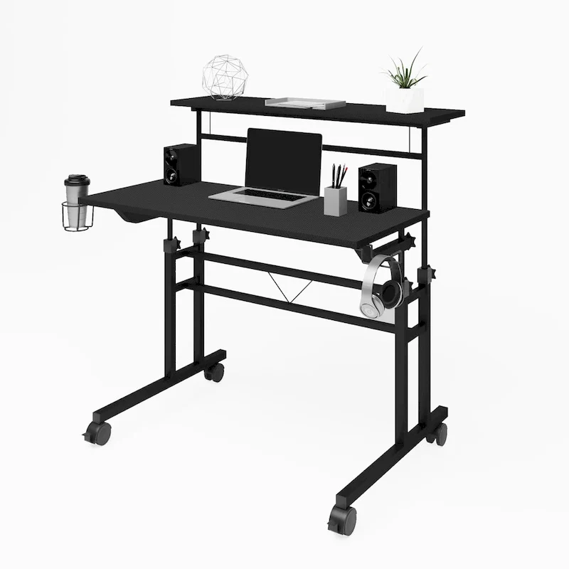 Techni Mobili Rolling Writing Desk with Height Adjustable Desktop