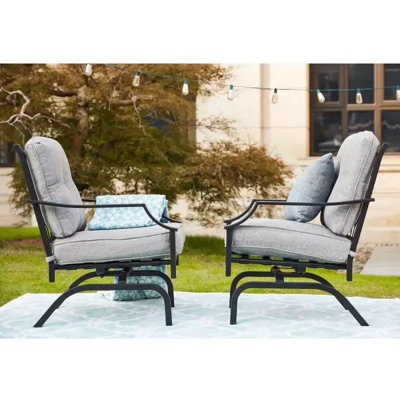 2pk Steel Patio Accent Chairs - Lokatse