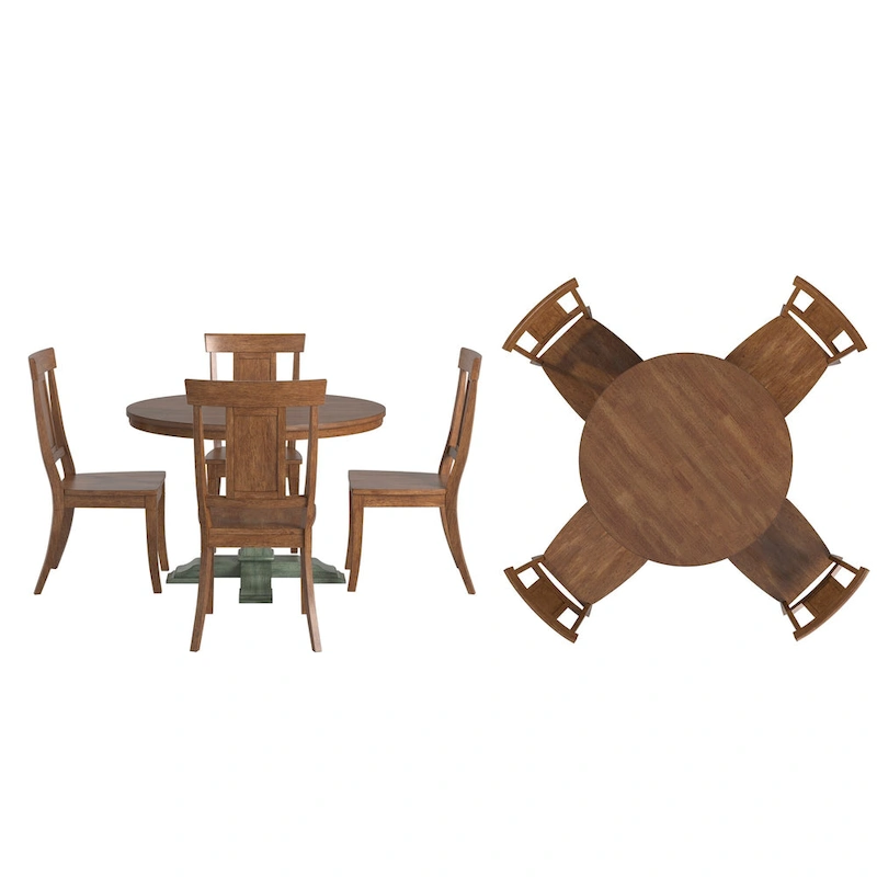Ronda 45 Round Solid Wood Top Dining Set with Panel Back Chairs