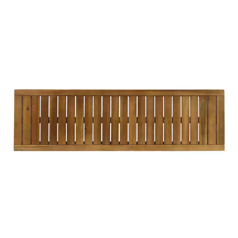Jeco Acacia & Iron Bench - Teak/Black - Christopher Knight Home: Weather-Resistant, 2-Seater Patio Furniture