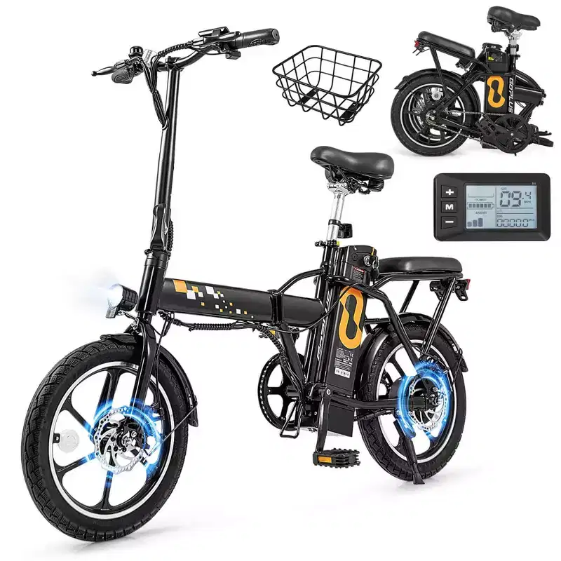 Costway 16 Folding E-Bike Portable Electric Bicycle with Peak 650 W Brushless Motor