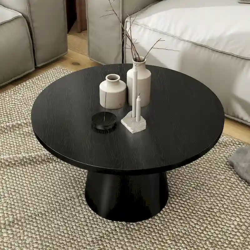 Furniture of America Vitten Modern Round Solid Wood Pedestal Coffee Table