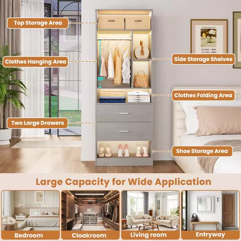 Closet System with 2 Wood Drawers