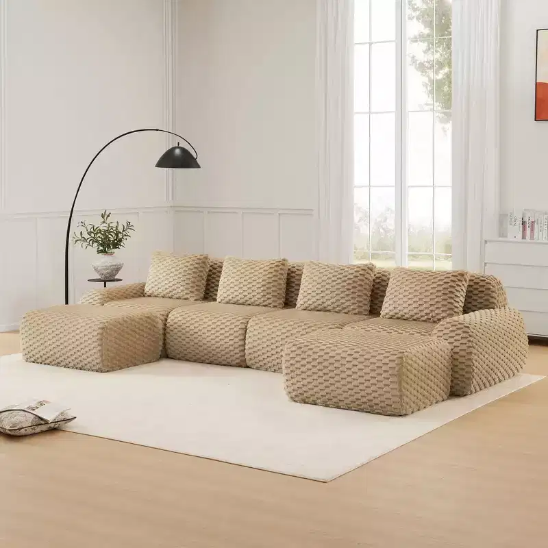 146 Modern U-Shaped Modular Sectional Sofa for Living Room,Flannelette Fabric,Oversized 4-Seater Couch,boneless sofa