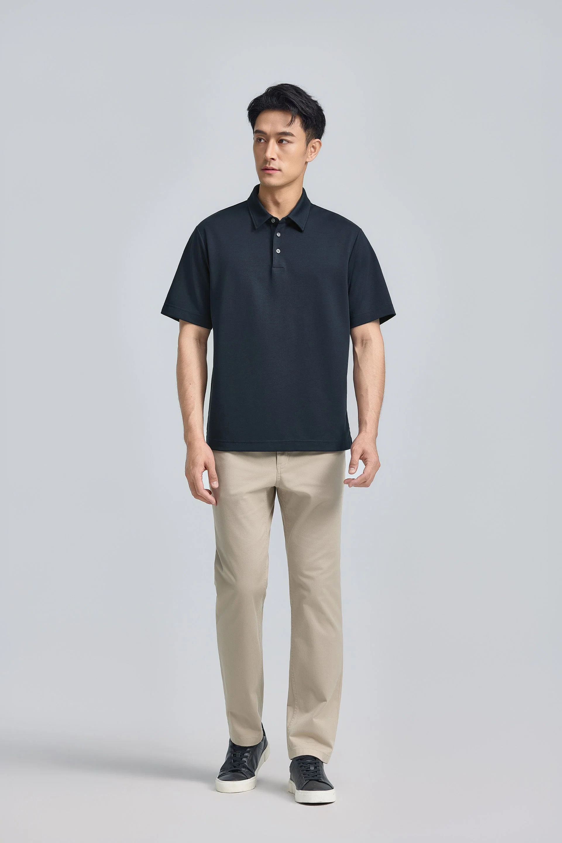 Double-Face Knit Polo – Navy