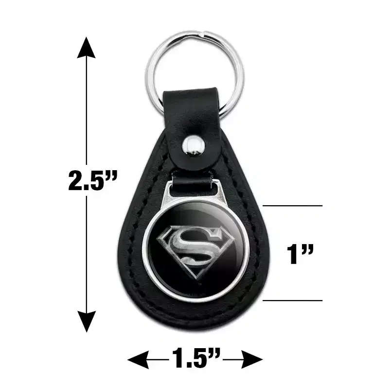 Superman Steel Logo Black Leather Keychain