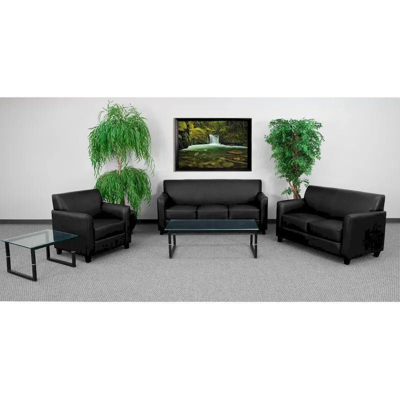 Modern Black Leather Sofa