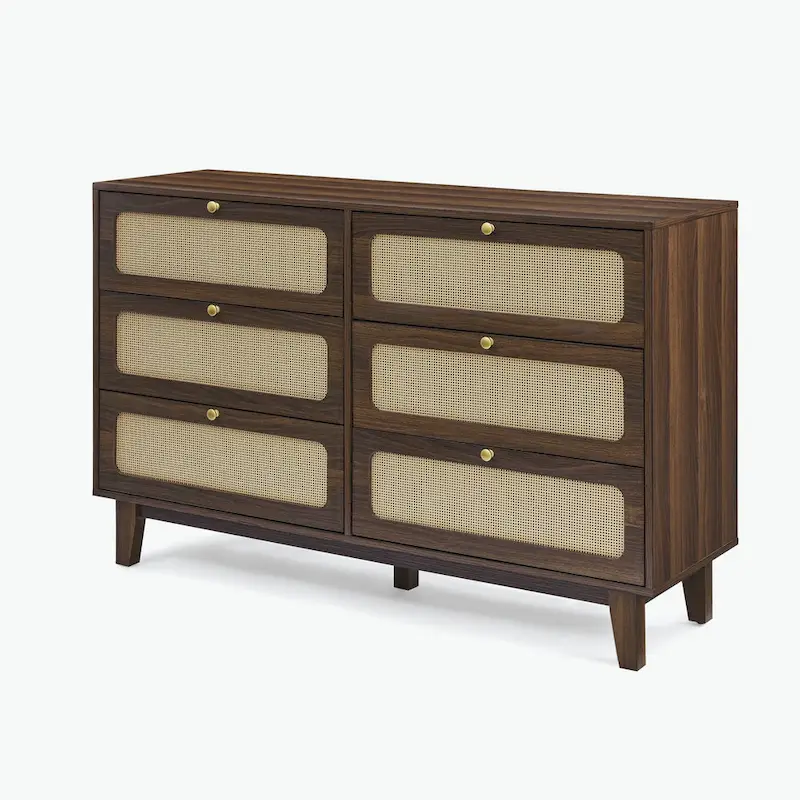 wooden antique six-drawer dresser