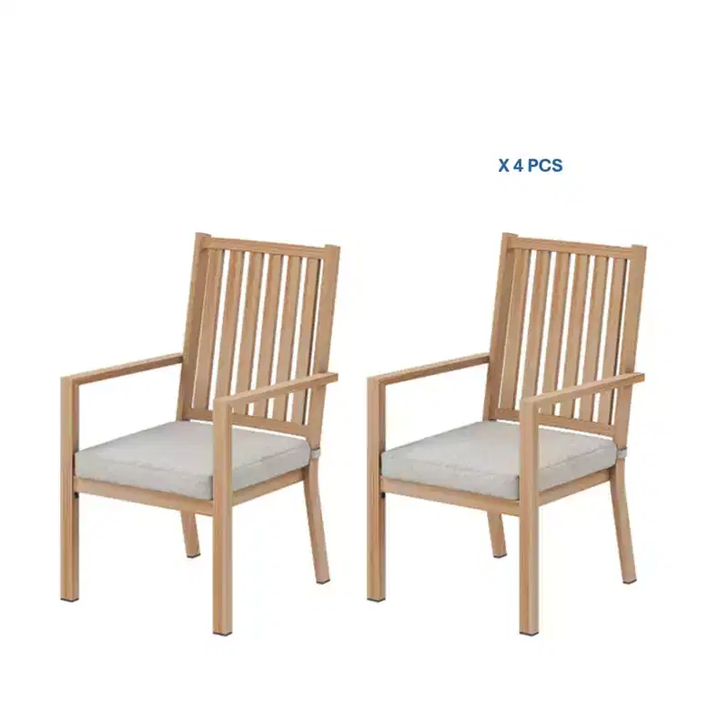 Set of 4 23 All-Weather Aluminum Patio Dining Chairs with Thick Cushions