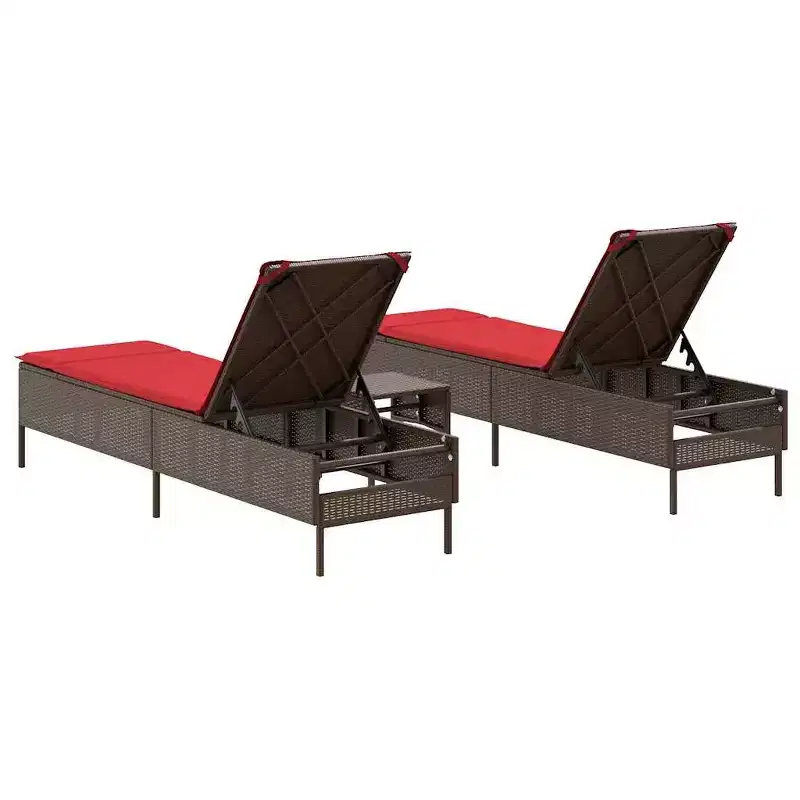 vidaXL Patio Sun Lounger Set PE rattan Extra Long Removable Covers